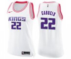 Women's Sacramento Kings #22 Bruno Caboclo Swingman White Pink Fashion Basketball Jersey