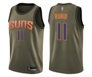 Phoenix Suns #11 Ricky Rubio Swingman Green Salute to Service Basketball Jersey