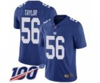 New York Giants #56 Lawrence Taylor Royal Blue Team Color Vapor Untouchable Limited Player 100th Season Football Jersey