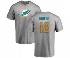Miami Dolphins #12 Bob Griese Ash Name & Number Logo T-Shirt