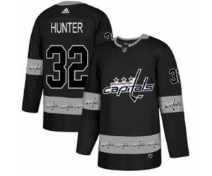 Washington Capitals #32 Dale Hunter Authentic Black Team Logo Fashion NHL Jersey