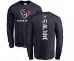 Houston Texans #27 Jose Altuve Navy Blue Backer Long Sleeve T-Shirt