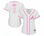 Women's Atlanta Braves #6 Bobby Cox Replica White Fashion Cool Base Baseball Jersey