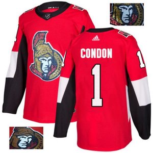 Ottawa Senators #1 Mike Condon Authentic Red Fashion Gold NHL Jersey