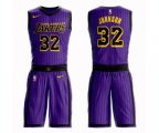 Lakers #32 Magic Johnson Authentic Purple Basketball Suit Jersey - City Edition