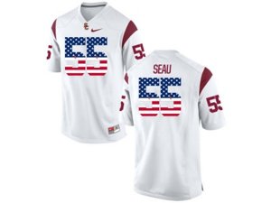 2016 US Flag Fashion USC Trojans Seau #55 College Football Jersey - White