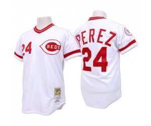 Cincinnati Reds #24 Tony Perez Authentic White Throwback Baseball Jersey