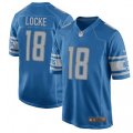 Detroit Lions #18 Jeff Locke Game Blue Team Color NFL Jersey