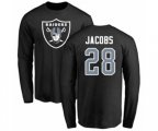 Oakland Raiders #28 Josh Jacobs Black Name & Number Logo Long Sleeve T-Shirt