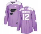 Adidas St. Louis Blues #12 Zach Sanford Authentic Purple Fights Cancer Practice NHL Jersey