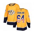 Nashville Predators #64 Mikael Granlund Authentic Gold USA Flag Fashion Hockey Jersey