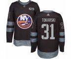 New York Islanders #31 Dustin Tokarski Authentic Black 1917-2017 100th Anniversary NHL Jersey