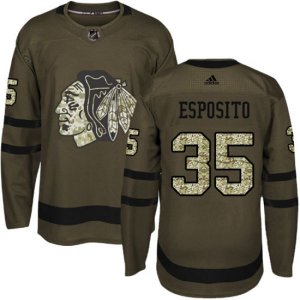 Chicago Blackhawks #35 Tony Esposito Authentic Green Salute to Service NHL Jersey