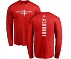Houston Rockets #25 Robert Horry Red Backer Long Sleeve T-Shirt