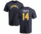 Los Angeles Chargers #14 Dan Fouts Navy Blue Name & Number Logo T-Shirt