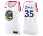 Women's Golden State Warriors #35 Kevin Durant Swingman White-Pink Fashion Basketball Jersey