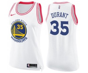 Women\'s Golden State Warriors #35 Kevin Durant Swingman White-Pink Fashion Basketball Jersey