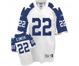 Dallas Cowboys #22 Emmitt Smith Authentic White Thanksgiving Throwback Football Jersey