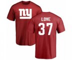 New York Giants #37 Julian Love Red Name & Number Logo T-Shirt
