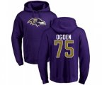Baltimore Ravens #75 Jonathan Ogden Purple Name & Number Logo Pullover Hoodie