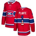 Montreal Canadiens #1 Jacques Plante Authentic Red USA Flag Fashion NHL Jersey