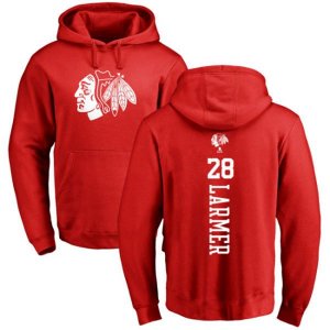 Chicago Blackhawks #28 Steve Larmer Red One Color Backer Pullover Hoodie