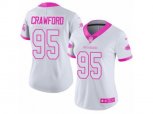 Women Atlanta Falcons #95 Jack Crawford Limited White Pink Rush Fashion NFL Jersey