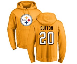 Pittsburgh Steelers #20 Cameron Sutton Gold Name & Number Logo Pullover Hoodie