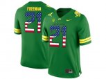 2016 US Flag Fashion 2016 Men's Oregon Duck Royce Freeman #21 College Football Limited Jerseys - Apple Green