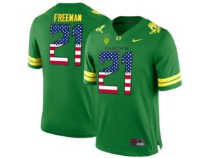 2016 US Flag Fashion 2016 Men\'s Oregon Duck Royce Freeman #21 College Football Limited Jerseys - Apple Green