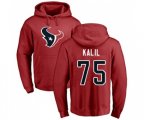 Houston Texans #75 Matt Kalil Red Name & Number Logo Pullover Hoodie