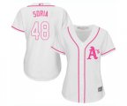 Women's Oakland Athletics #48 Joakim Soria Replica White Fashion Cool Base Baseball Jersey