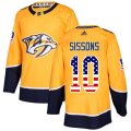Nashville Predators #10 Colton Sissons Authentic Gold USA Flag Fashion NHL Jersey