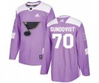 Adidas St. Louis Blues #70 Oskar Sundqvist Authentic Purple Fights Cancer Practice NHL Jersey