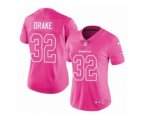 Women Miami Dolphins #32 Kenyan Drake Limited Pink Rush Fashion NFL Jersey