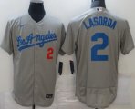 Los Angeles Dodgers #2 Tommy Lasorda Nike Gray Jersey