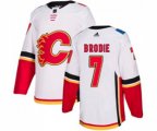 Calgary Flames #7 TJ Brodie Authentic White Away Hockey Jersey