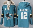 San Jose Sharks #12 Patrick Marleau Teal Pullover Hoodie Stitched NHL Jersey