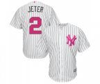 New York Yankees #2 Derek Jeter Replica White 2016 Mother's Day Cool Base Baseball Jersey