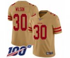 San Francisco 49ers #30 Jeff Wilson Limited Gold Inverted Legend 100th Season Football Jersey