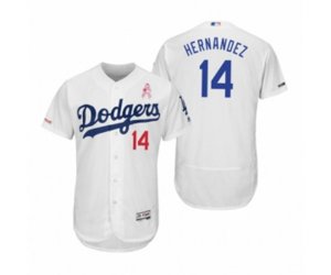 Enrique Hernandez Los Angeles Dodgers #14 White 2019 Mother\'s Day Flex Base Home Jersey
