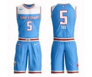 Sacramento Kings #5 De\'Aaron Fox Swingman Blue Basketball Suit Jersey - City Edition