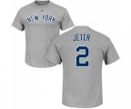 MLB Nike New York Yankees #2 Derek Jeter Gray Name & Number T-Shirt