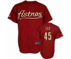 Houston Astros #45 Carlos Lee Authentic Red Throwback Baseball Jersey
