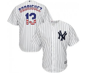 New York Yankees #13 Alex Rodriguez Replica White USA Flag Fashion Baseball Jersey