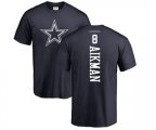 Dallas Cowboys #8 Troy Aikman Navy Blue Backer T-Shirt