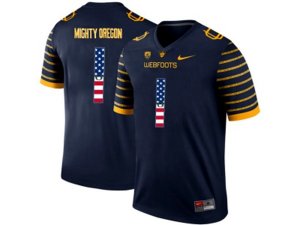 2016 US Flag Fashion 2016 Men\'s Oregon Ducks Spring Game Mighty Oregon #1 Webfoot 100th Rose Bowl Game Elite Jersey - Navy