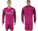 2017-18 Manchester City Away Long Sleeve Soccer Jersey