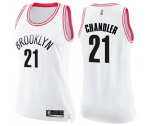 Women\'s Brooklyn Nets #21 Wilson Chandler Swingman White Pink Fashion Basketball Jersey