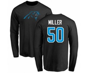 Carolina Panthers #50 Christian Miller Black Name & Number Logo Long Sleeve T-Shirt
